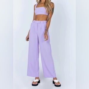 Princess Polly Huxley Pants Purple Trousers Sz 0 US/ EU 32 High Rise Pockets